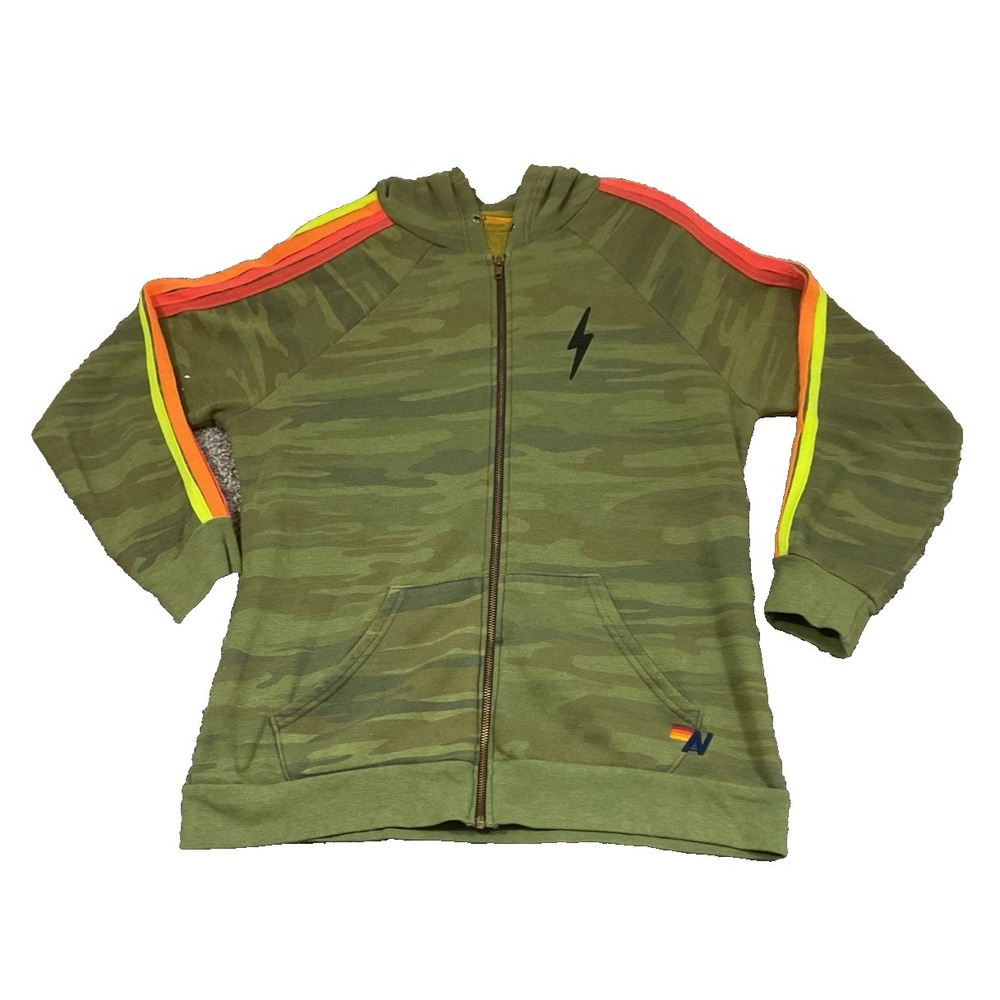 Vtg Aviator Nation Hoodie Sweatshirt Unisex XL Camo Full Zip Made USA
